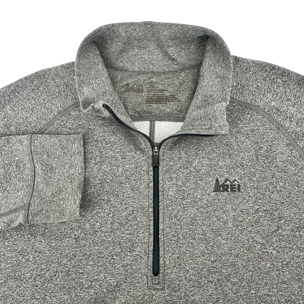 REI Co-op Mens XL Grey Heathered Quarter Zip Pullover Performance Hiking Shirt
